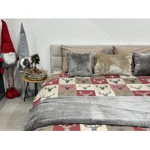 Постельное белье Ecotton Фланель Семейный комплект два пододеяльника Олени на красном 29345/2