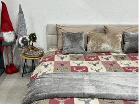 Постільна білизна Ecotton Фланель Полуторний комплект Олені на червоному 29345/2