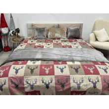 Постельное белье Ecotton Фланель Евро комплект Олени на красном 29345/2