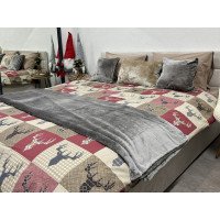 Постельное белье Ecotton Фланель Двуспальный комплект Олени на красном 29345/2