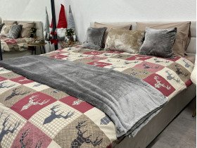 Постільна білизна Ecotton Фланель Двоспальний комплект Олені на червоному 29345/2