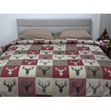 Постельное белье Ecotton Фланель Семейный комплект два пододеяльника Олени на красном 29345/2