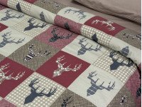 Постільна білизна Ecotton Фланель Полуторний комплект Олені на червоному 29345/2