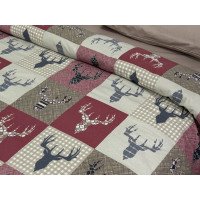 Постельное белье Ecotton Фланель Двуспальный комплект Олени на красном 29345/2
