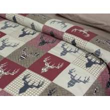 Постельное белье Ecotton Фланель Семейный комплект два пододеяльника Олени на красном 29345/2
