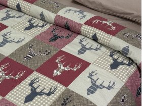 Постільна білизна Ecotton Фланель Полуторний комплект Олені на червоному 29345/2