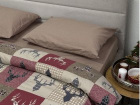 Постільна білизна Ecotton Фланель Полуторний комплект Олені на червоному 29345/2