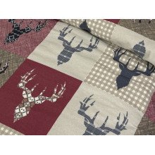 Постельное белье Ecotton Фланель Семейный комплект два пододеяльника Олени на красном 29345/2