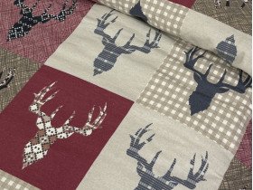 Постільна білизна Ecotton Фланель Полуторний комплект Олені на червоному 29345/2