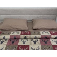 Постельное белье Ecotton Фланель Семейный комплект два пододеяльника Олени на красном 29345/2