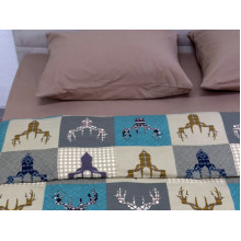 Постельное белье Ecotton Фланель Полуторный комплект Олени на зеленом 29345/3