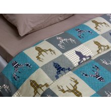 Постельное белье Ecotton Фланель Семейный комплект два пододеяльника Олени на зеленом 29345/3