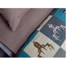 Постельное белье Ecotton Фланель Семейный комплект два пододеяльника Олени на зеленом 29345/3