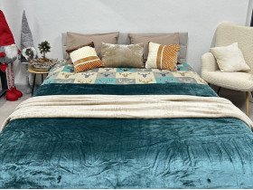Постільна білизна Ecotton Фланель Двоспальний комплект Олені на зеленому 29345/3