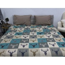 Постільна білизна Ecotton Фланель Євро комплект Олені на зеленому 29345/3