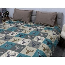 Постельное белье Ecotton Фланель Семейный комплект два пододеяльника Олени на зеленом 29345/3
