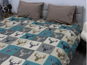 Постільна білизна Ecotton Фланель Двоспальний комплект Олені на зеленому 29345/3