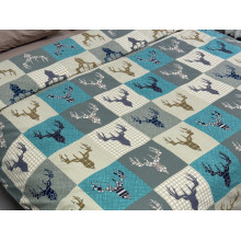 Постельное белье Ecotton Фланель Семейный комплект два пододеяльника Олени на зеленом 29345/3