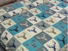 Постільна білизна Ecotton Фланель Полуторний комплект Олені на зеленому 29345/3