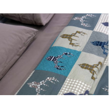 Постельное белье Ecotton Фланель Полуторный комплект Олени на зеленом 29345/3