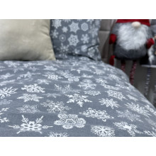 Постельное белье Ecotton Фланель Двуспальный комплект Снежинка на сером 15501