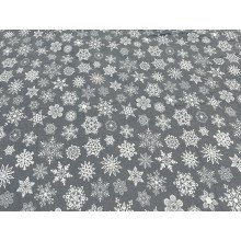 Постельное белье Ecotton Фланель Двуспальный комплект Снежинка на сером 15501