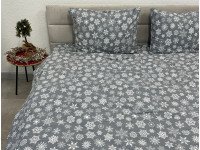 Постільна білизна Ecotton Фланель Двоспальний комплект Сніжинка на сірому 15501