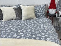 Постільна білизна Ecotton Фланель Двоспальний комплект Сніжинка на сірому 15501