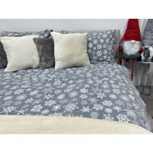 Постельное белье Ecotton Фланель Двуспальный комплект Снежинка на сером 15501