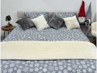 Постільна білизна Ecotton Фланель Двоспальний комплект Сніжинка на сірому 15501