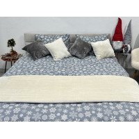 Постельное белье Ecotton Фланель Семейный комплект два пододеяльника Снежинка на сером 15501