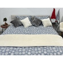 Постельное белье Ecotton Фланель Двуспальный комплект Снежинка на сером 15501