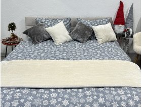 Постельное белье Ecotton Фланель Двуспальный комплект Снежинка на сером 15501
