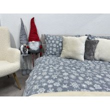 Постельное белье Ecotton Фланель Двуспальный комплект Снежинка на сером 15501