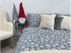 Постільна білизна Ecotton Фланель Двоспальний комплект Сніжинка на сірому 15501