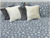 Постельное белье Ecotton Фланель Семейный комплект два пододеяльника Снежинка на сером 15501