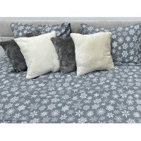 Постельное белье Ecotton Фланель Семейный комплект два пододеяльника Снежинка на сером 15501