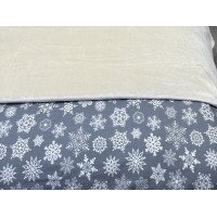 Постельное белье Ecotton Фланель Семейный комплект два пододеяльника Снежинка на сером 15501