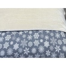 Постельное белье Ecotton Фланель Семейный комплект два пододеяльника Снежинка на сером 15501