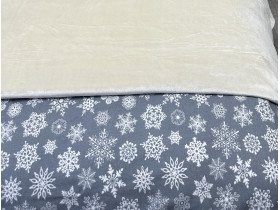 Постільна білизна Ecotton Фланель Сімейний комплект дві підковдри Сніжинка на сірому 15501