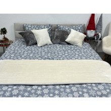 Постельное белье Ecotton Фланель Семейный комплект два пододеяльника Снежинка на сером 15501