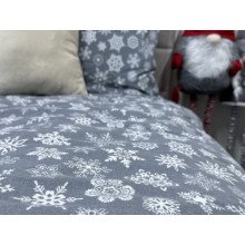 Постельное белье Ecotton Фланель Двуспальный комплект Снежинка на сером 15501