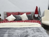 Постельное белье Ecotton Фланель Семейный комплект два пододеяльника Снежинка на красном 15505