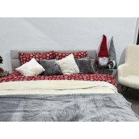 Постельное белье Ecotton Фланель Семейный комплект два пододеяльника Снежинка на красном 15505