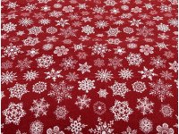 Постельное белье Фланель Двуспальный комплект Снежинка на красном 15505