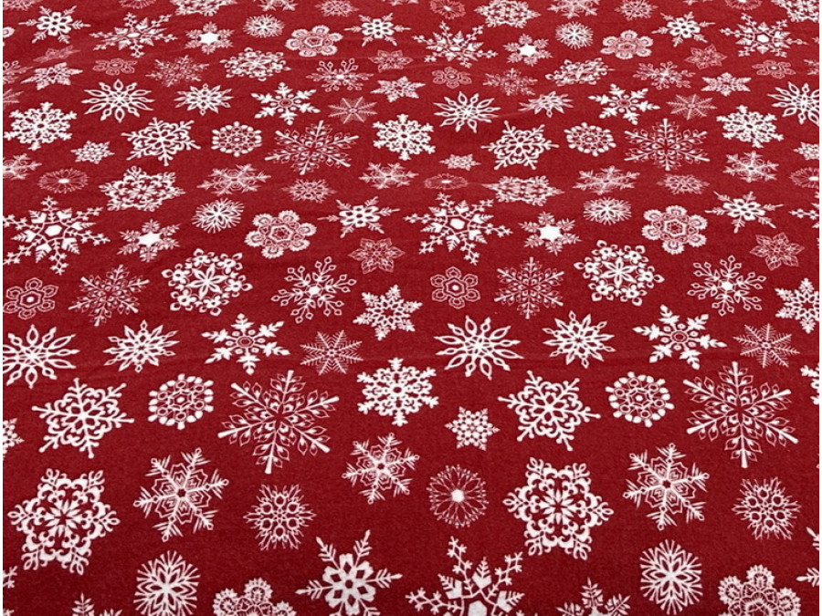 Постельное белье Ecotton Фланель Семейный комплект два пододеяльника Снежинка на красном 15505