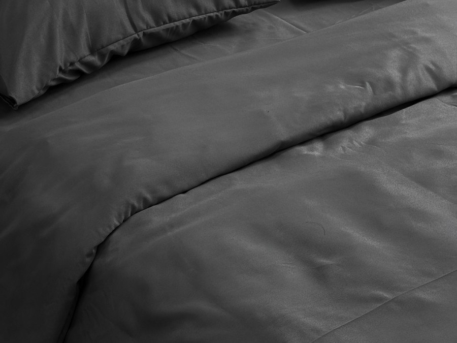Ecotton Polysatin Double Bedding Set Black