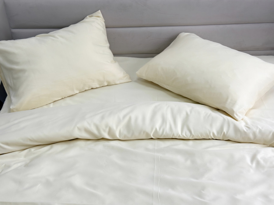 Ecotton Polysatin Double Bedding Set Cream Yellow