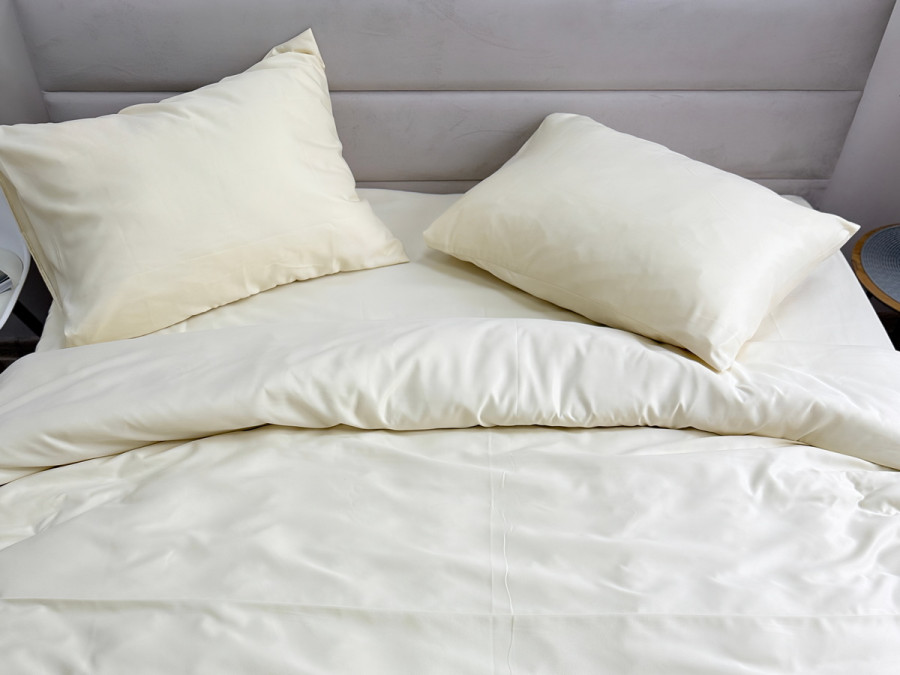 Ecotton Polysatin Double Bedding Set Cream Yellow