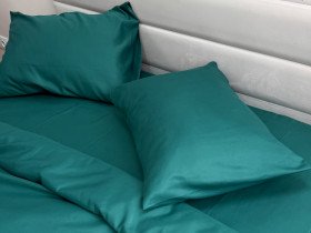 Постельное белье Ecotton Полисатин Полуторный комплект Темно-зеленый